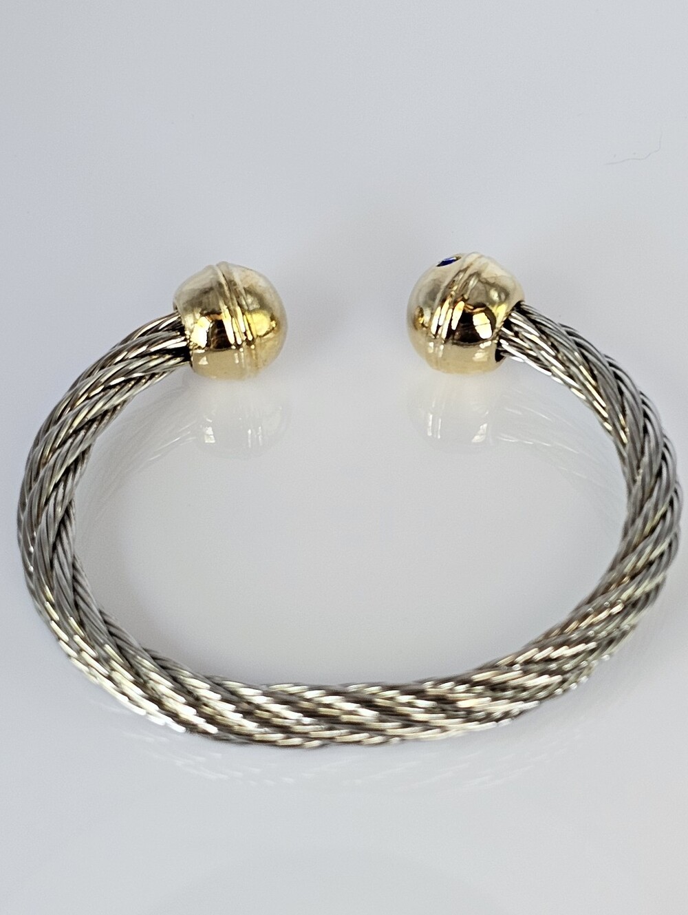 Twisted Two Tone Stainless Steel Cable Cuff - Picture 2 of 4